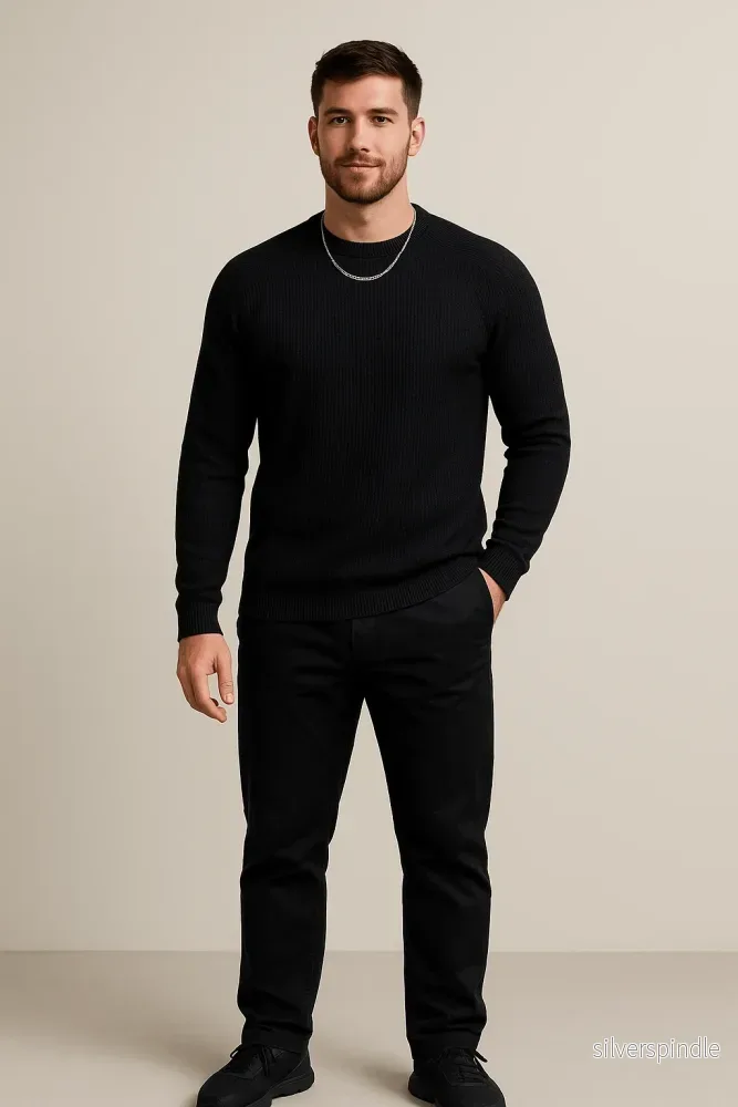 Ashford | Ribbstickad Tröja för Män med Slim Fit Design | Tidlös Stil för Komfort och Elegans - Bild 3