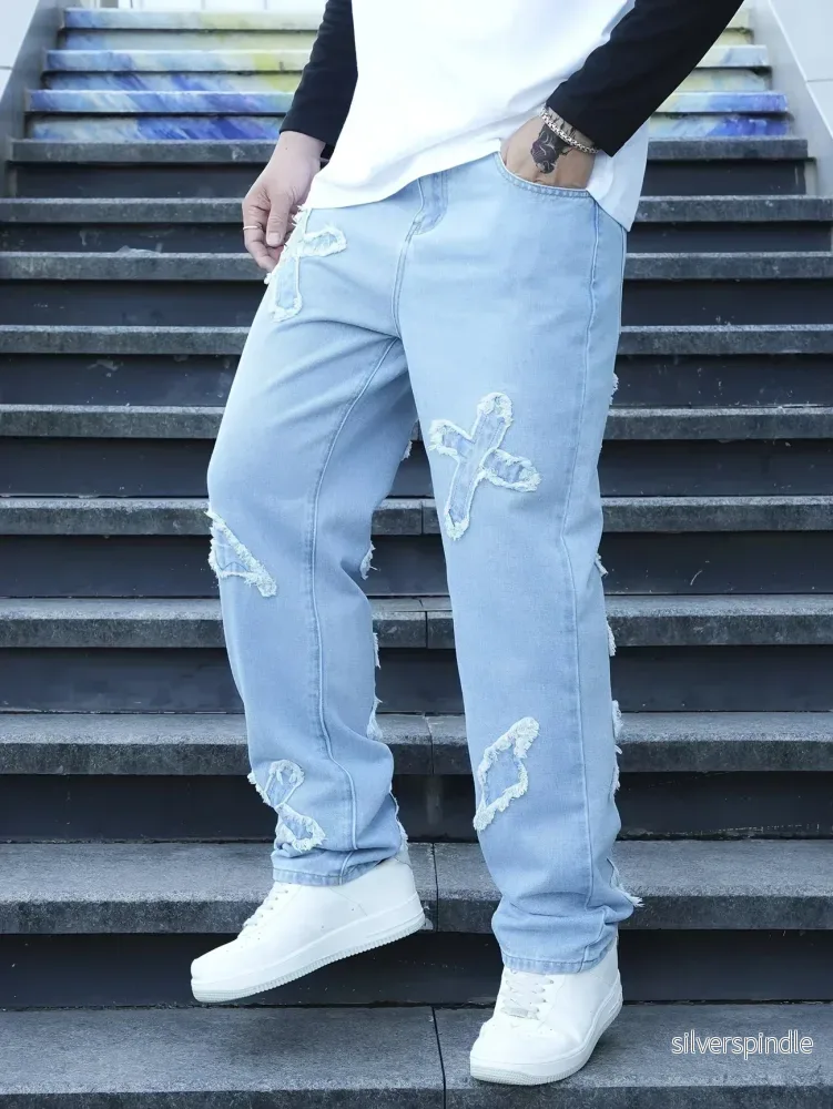 Ethan | Broderade Avslappnade Herrjeans med Raka Ben - Bild 2