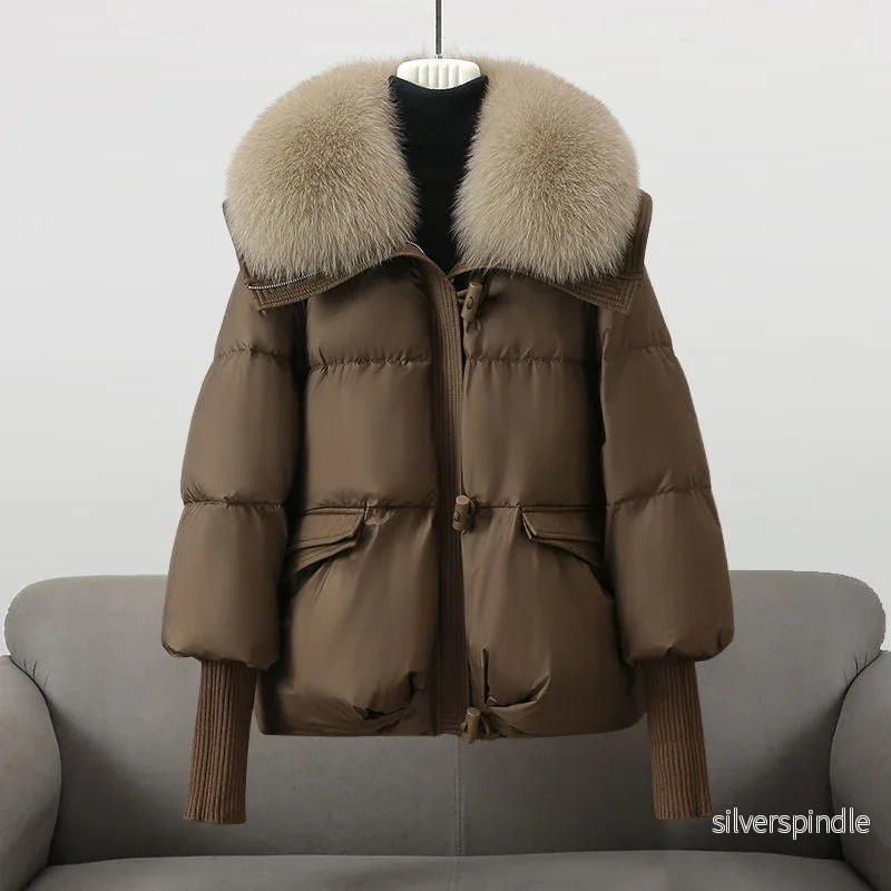 Elegant Vinterjacka Dam | Isolerad Cropped Dunjacka med Bred Krage | Chic Design för Värme och Stil - Bild 3