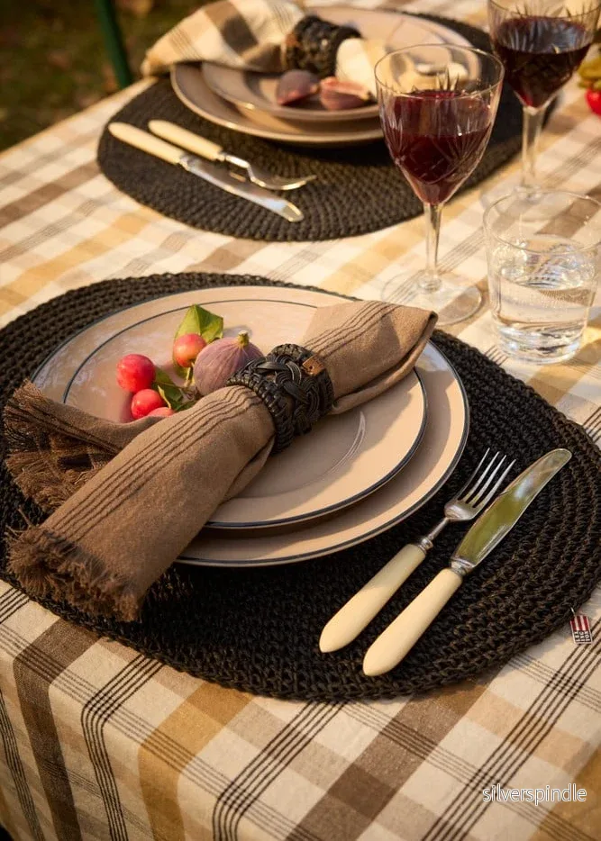 Lexington Striped Linen/Cotton Napkin Stone/BL - Bild 2