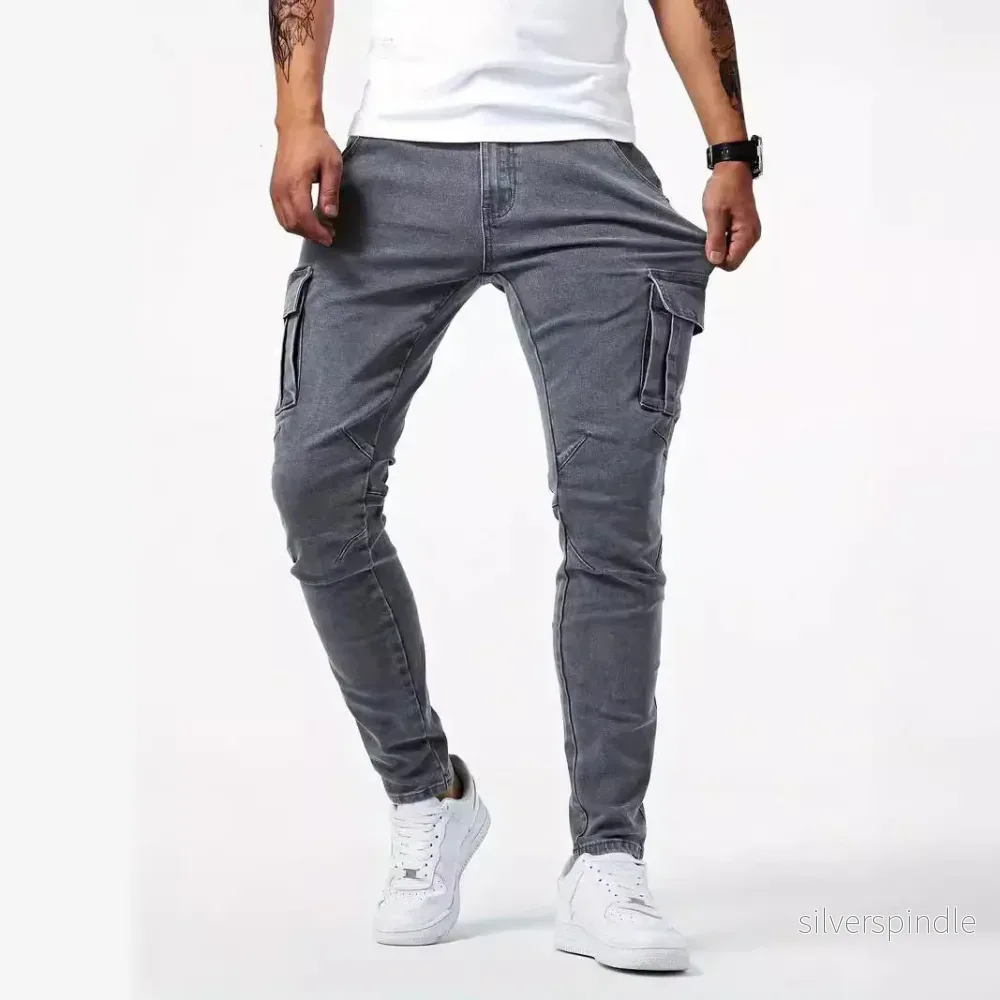 Noah | Slim Fit Stretch Cargobyxor Dam med Flera Fickor