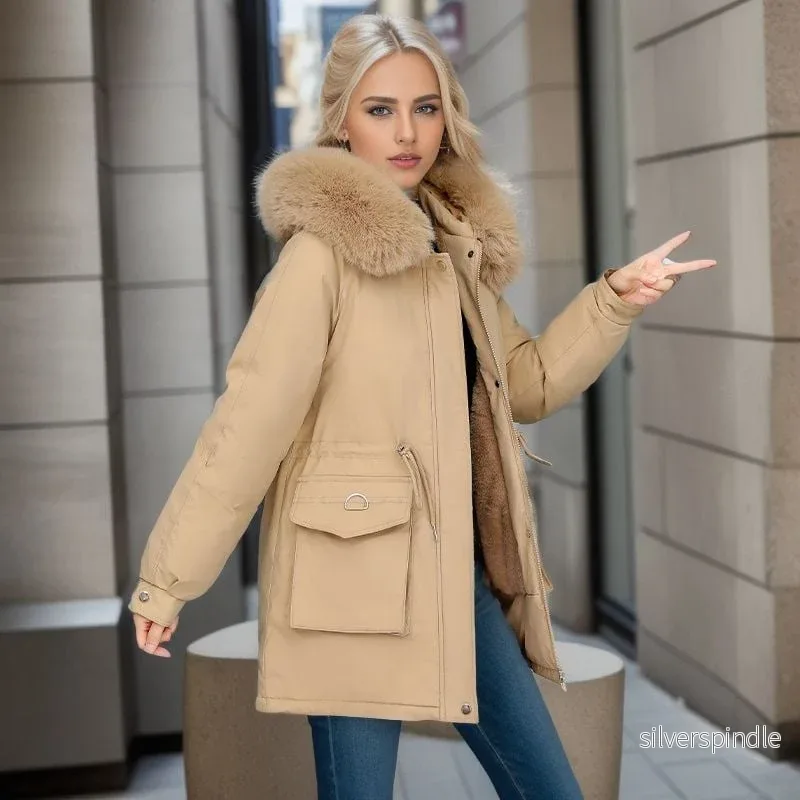 Mia | Elegant Lång Vinterkappa Dam med Ståkrage och Långa Ärmar - Bild 2