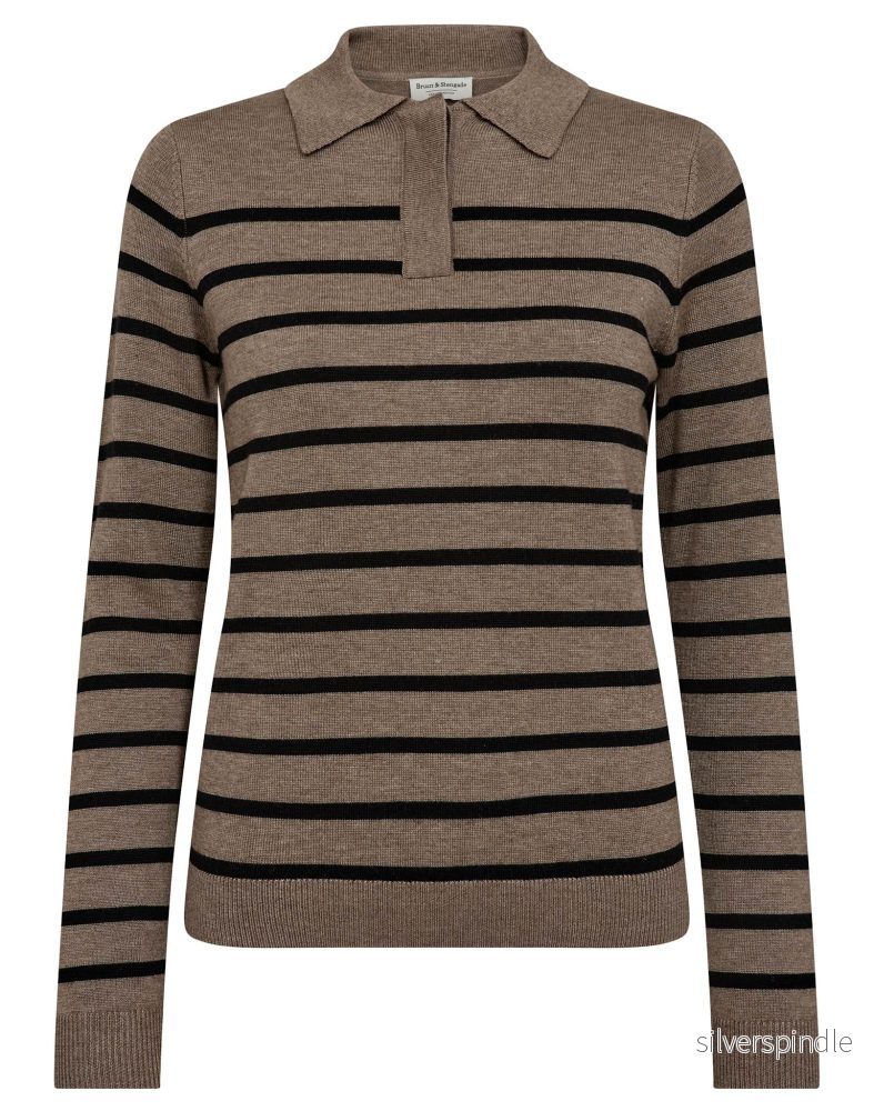 BS Eirin Regular Fit Stickat - Brown/Black