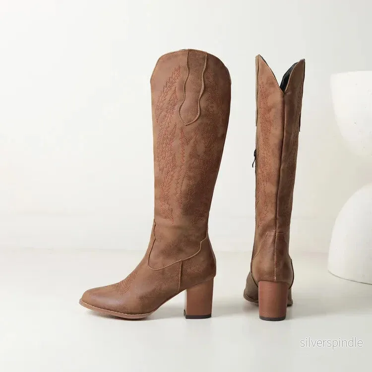 Västerländska Cowboystövlar | Ultralätta Högstövlar med Komfortfoder | Elegant Design för Vardag och Fest