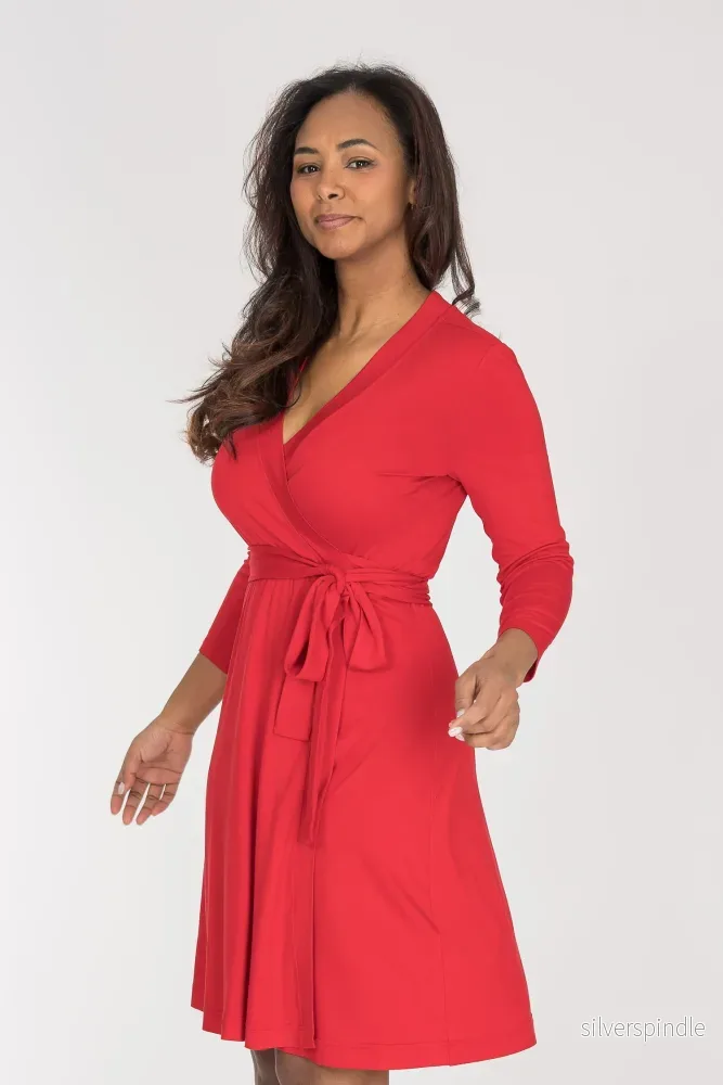 Bestie wrap short jersey dress - True Red - Bild 3