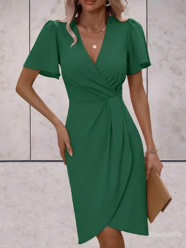 Olivia | Elegant Slim Fit Vårklänning Med Böljande Ärmar - Bild 2
