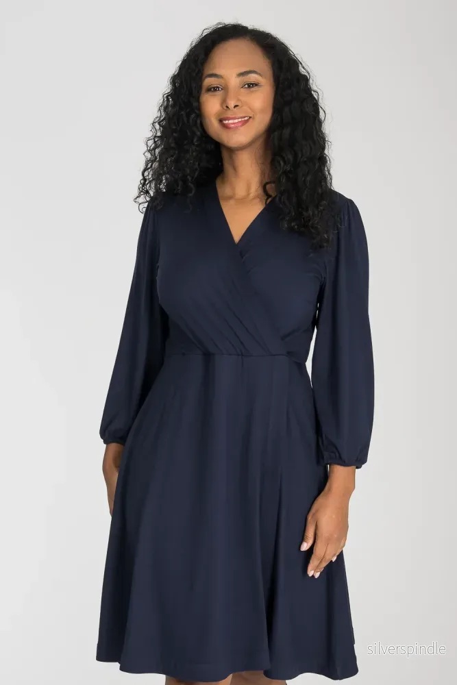 Slip-On wrap short jersey dress – Navy Slip-On wrap short jersey dress – Navy