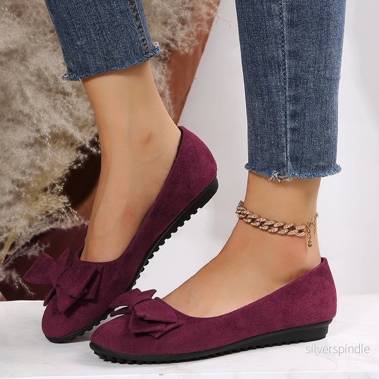 Sophie | Elegant Slip-On Dam Loafers Med Rosett och Gummisula - Bild 3