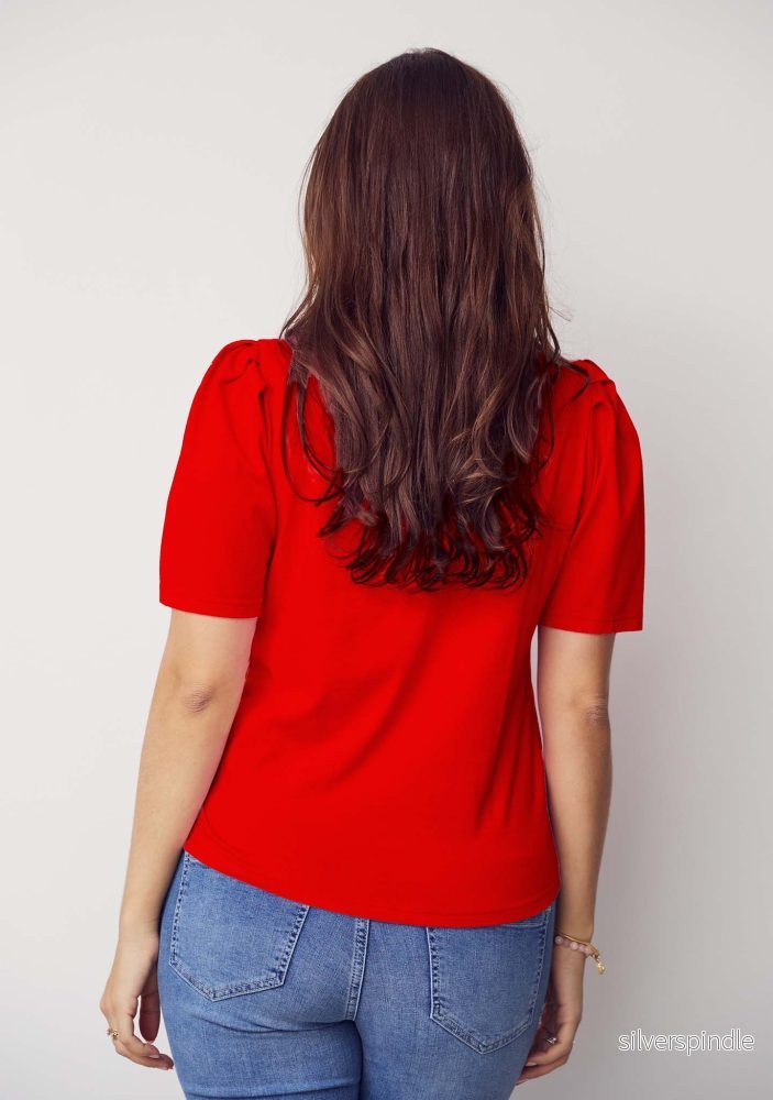Tinni V-Neck T-Shirt - Fresh Red - Bild 2