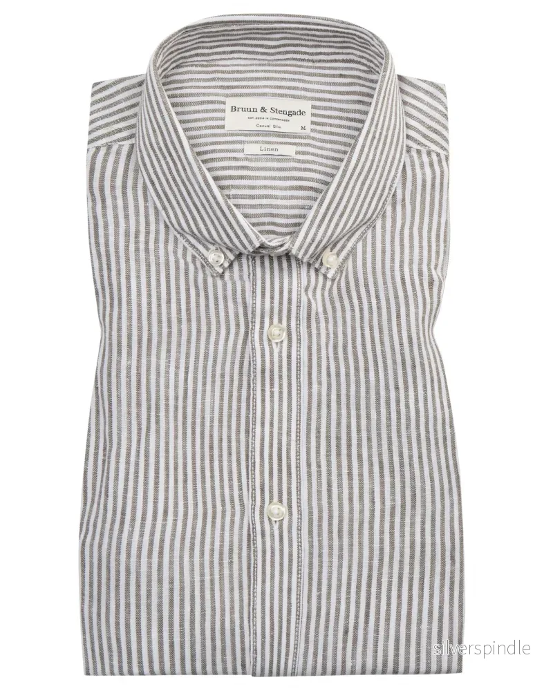 BS Bottas Casual Slim Fit Skjorta - Army/White