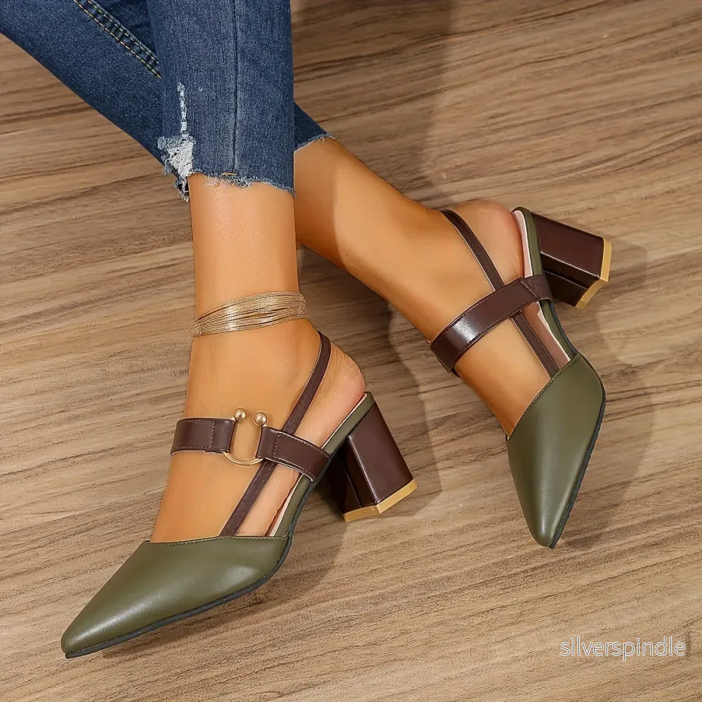 Mia | Elegant Slingback Klackar med Spetsig Tå - Bild 3