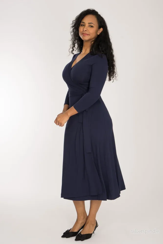 Bestie wrap midi jersey dress - Navy - Bild 3