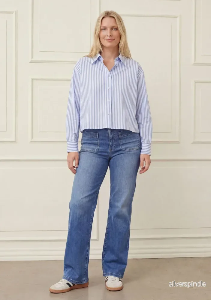 Sigga Shirt Jacket - Light Blue/White Stripe