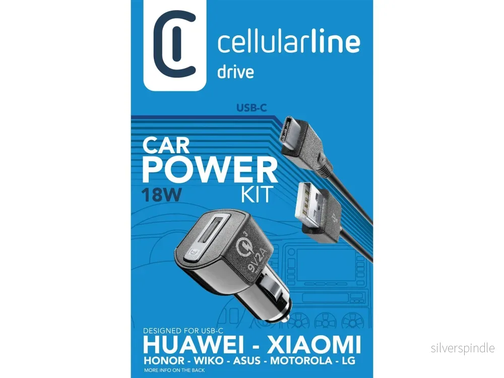 CellularLine 18W Billaddare med kabel USB-A till USB-C CellularLine 18W Billaddare med kabel USB-A till USB-C