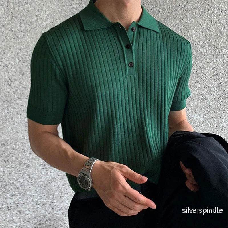 Oliver | Elegant Randig Sommarpiké med Stickad Struktur
