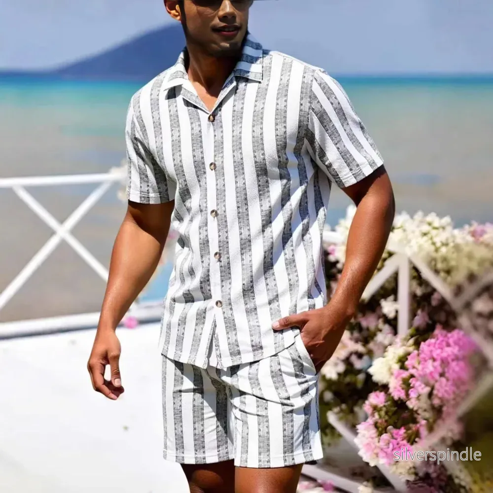 Liam | Lätt Avslappnad Sommar Skjorta och Shorts Set - Bild 3