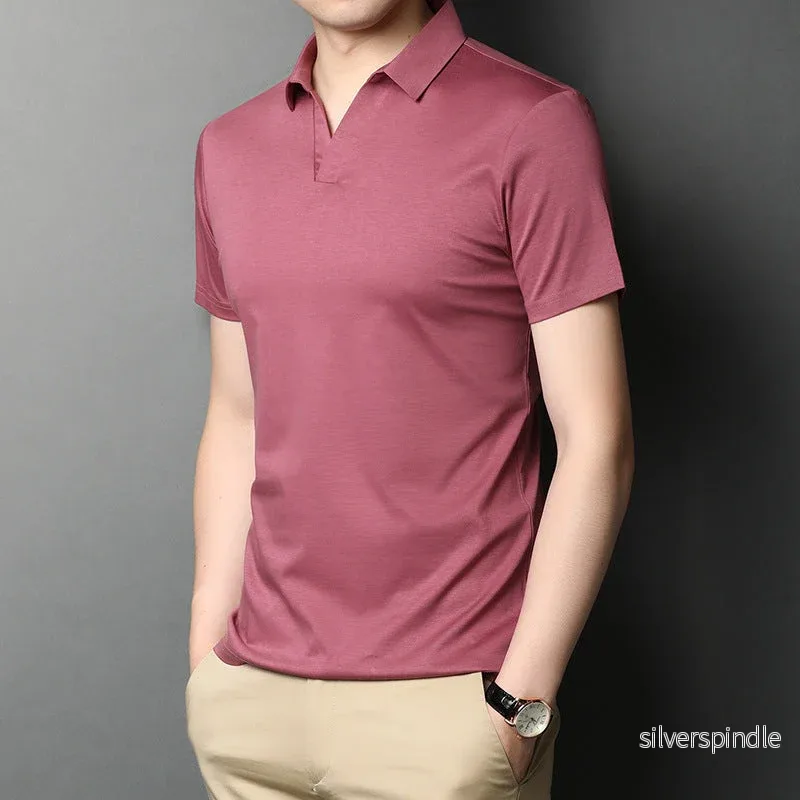 Aiden | Elegant Kortärmad T-Shirt med Slagkrage - Bild 2