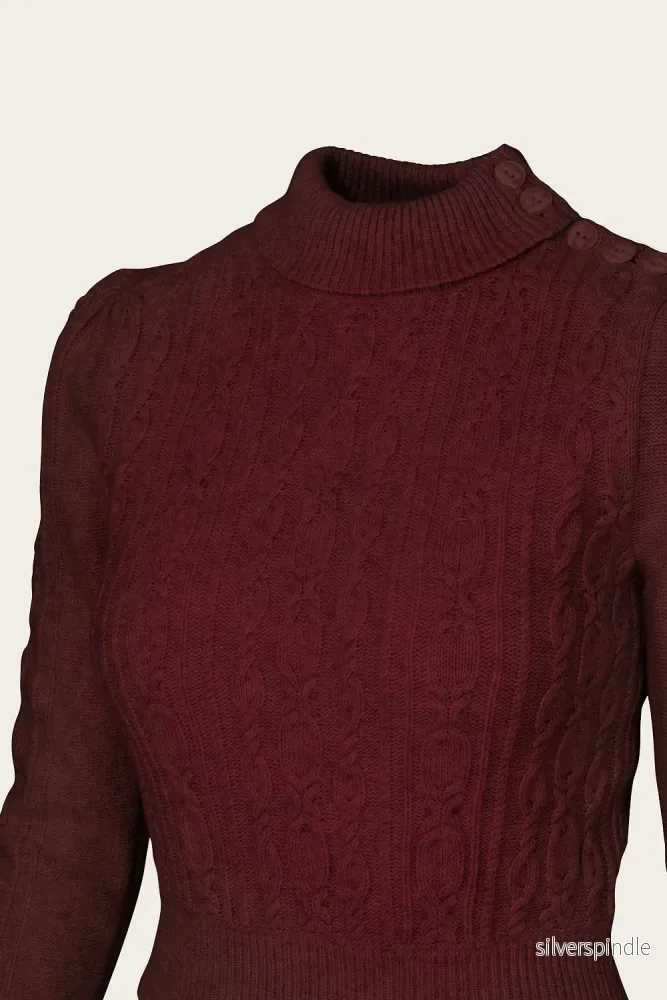 Ice Skater Sweater i merinould & cashmere - maroon - Bild 3