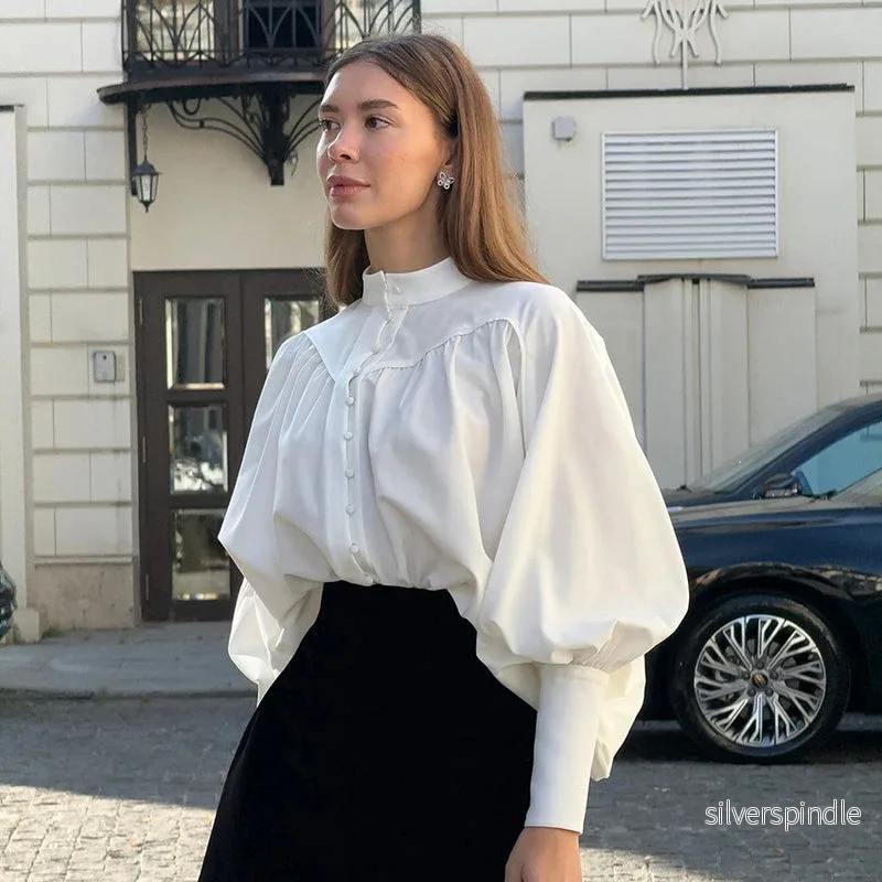 Olivia | Elegant Vårskjorta med Puffärm och Ståkrage - Bild 3