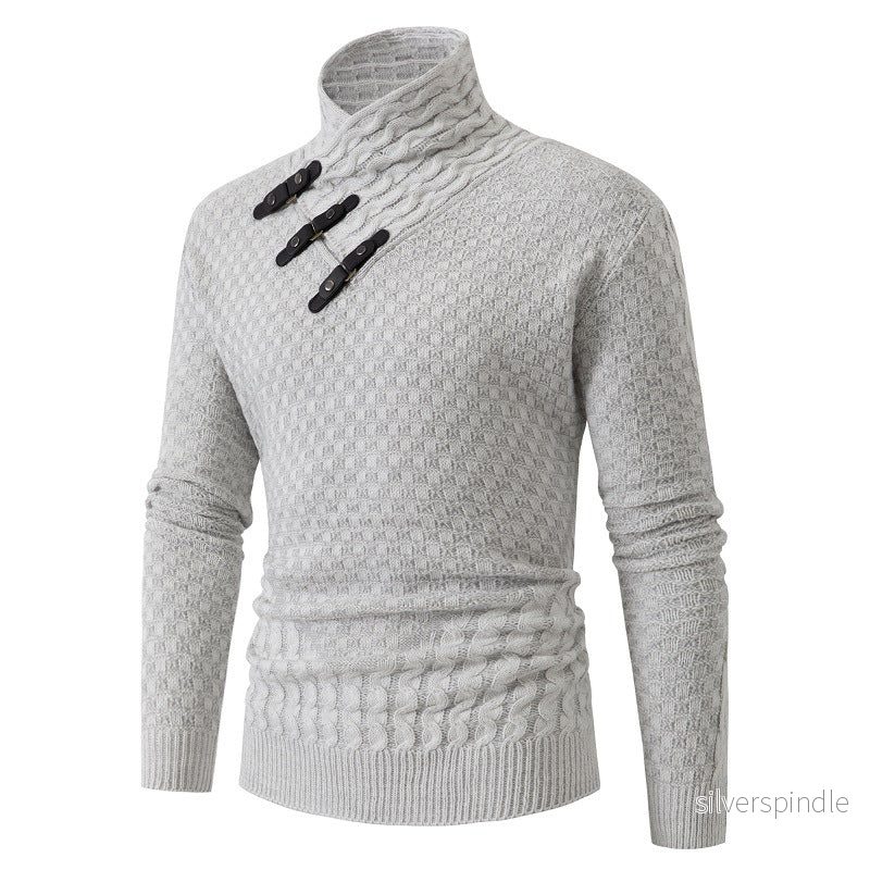 Ethan | Stickad Vintertröja med Halv Polokrage och Långa Ärmar - Bild 2