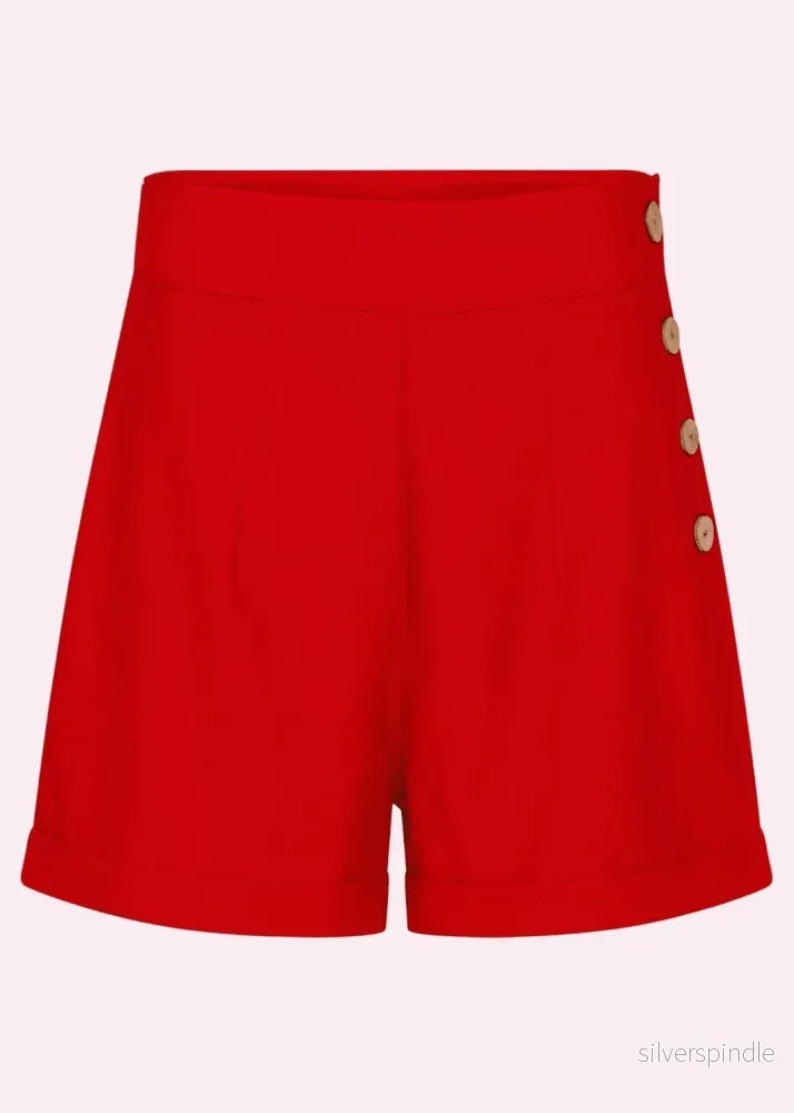 Högmidjade shorts - röd