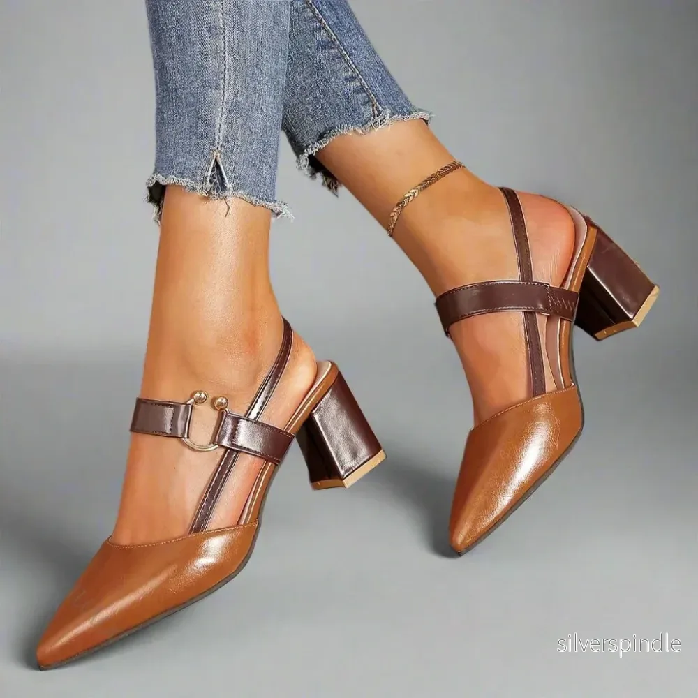 Sophie | Elegant Slingback Klackskor Dam med Blockklack och Stöd Sophie | Elegant Slingback Klackskor Dam med Blockklack och Stöd