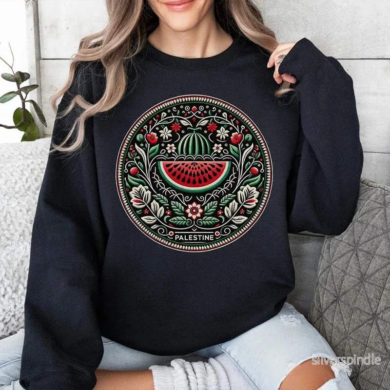 Oliver | Färgglad Långärmad T-shirt Herr med Vattenmelontryck Oliver | Färgglad Långärmad T-shirt Herr med Vattenmelontryck