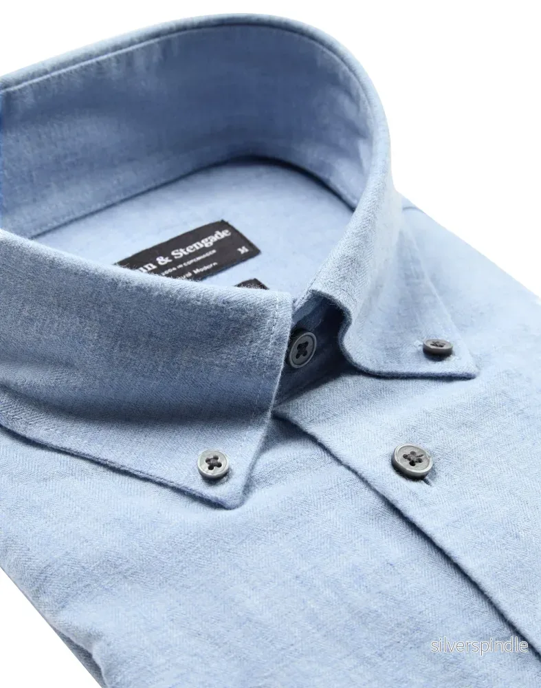 BS Cotton Casual Modern Fit Skjorta - Light Blue - Bild 2