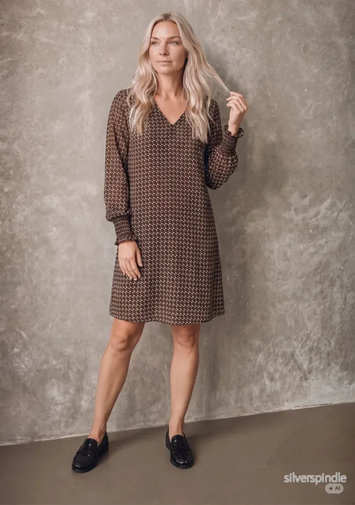 Bitten Pleat Dress - Geometric