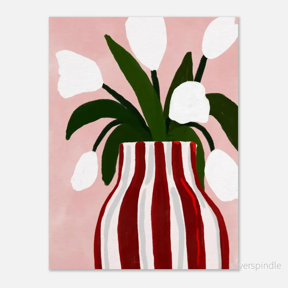 Botanisk poster Tulpaner i Randig Vas - Rosa & Rött - Bild 2