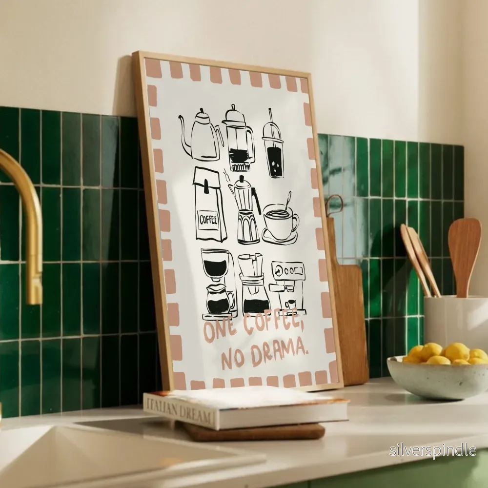 Kaffeposter One Coffee No Drama i Rosa - Bild 3