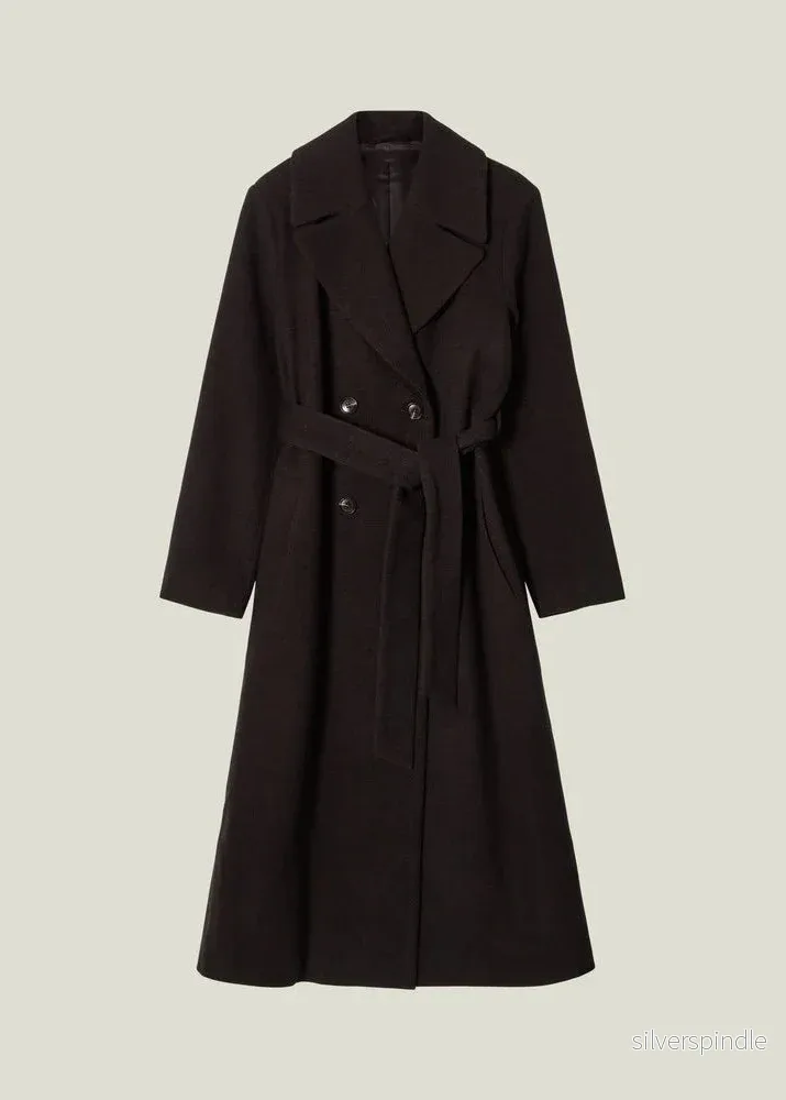 Lexington Woool Blend Belted Coat Dark Brown Lexington Woool Blend Belted Coat Dark Brown