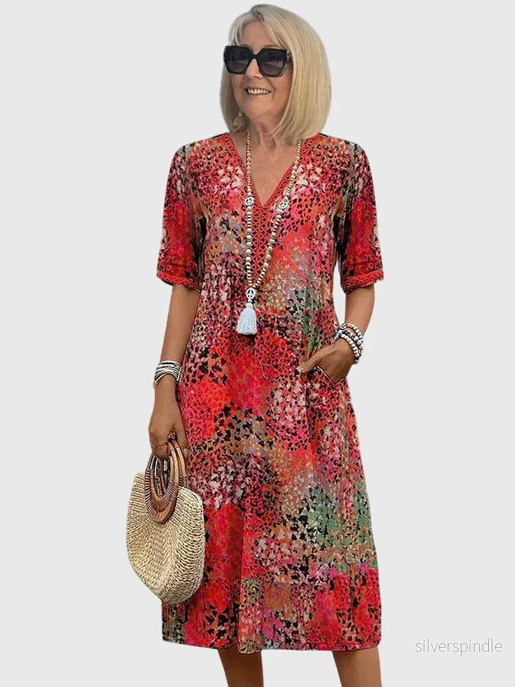 Mia | Blommig Flödande Midiklänning för Sommar - Bild 2