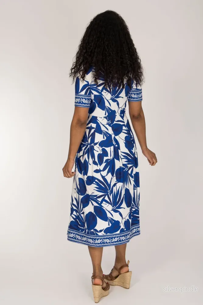 Pleated waist midi jersey dress - Blue - Bild 3