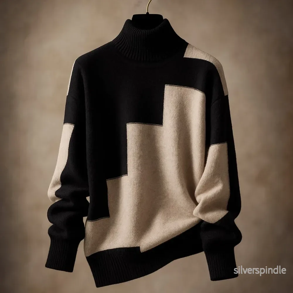 Mason | Elegant Ribbstickad Topp Med Polokrage - Bild 2
