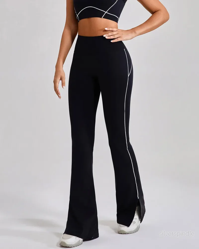 Emma | Hög Midja Utsvängda Leggings med Delade Slitsar Emma | Hög Midja Utsvängda Leggings med Delade Slitsar