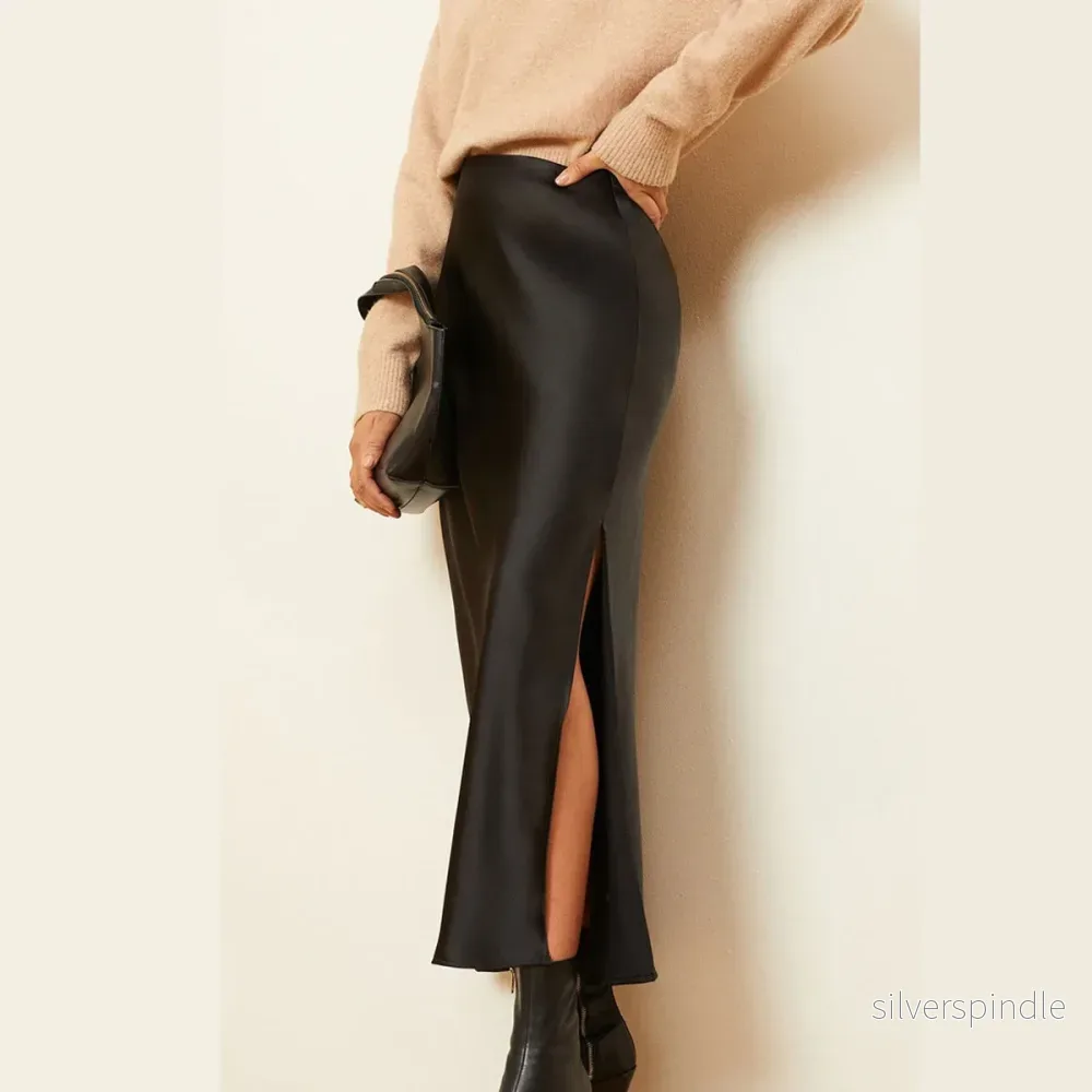 Emma | Elegant Hög Midja Kjol med Sned Slits - Bild 2