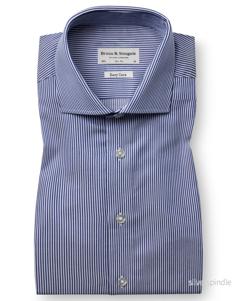 BS Alvarez Slim Fit Skjorta - Dark Blue/White