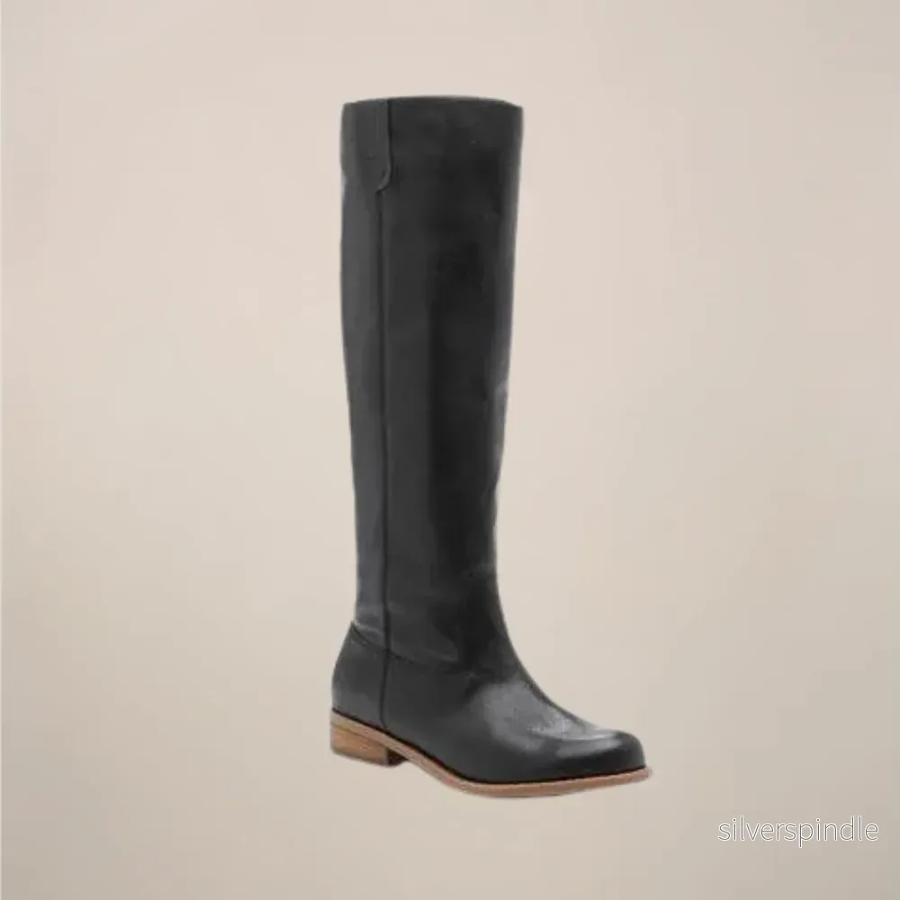 Klassiska Knähöga Stövlar Dam med Låg Klack | Elegant Design för Komfort och Stil Klassiska Knähöga Stövlar Dam med Låg Klack | Elegant Design för Komfort och Stil