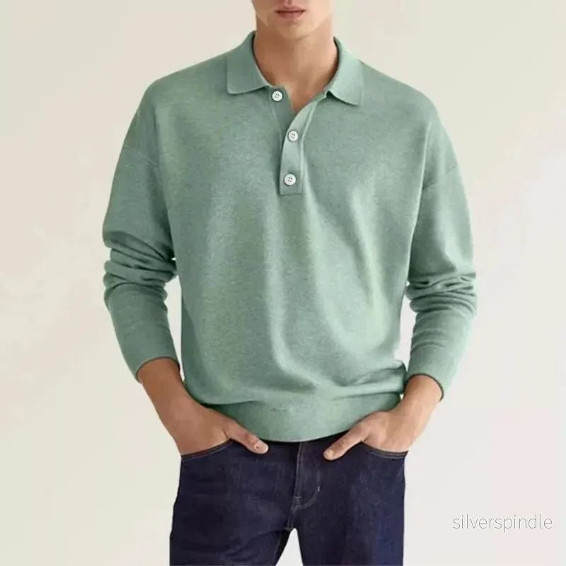 Långärmad Piketröja för Män med Snygg Krage | Perfekt för Casual och Smart Casual Tillfällen - Bild 3