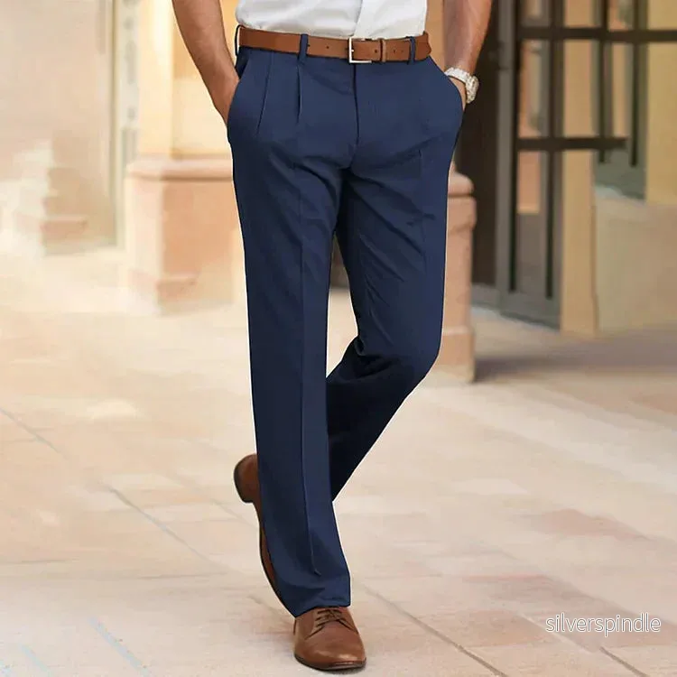 Klassiska Arbetsbyxor för Män med Slim Fit och Raka Ben | Elegant Design för Professionell Look
