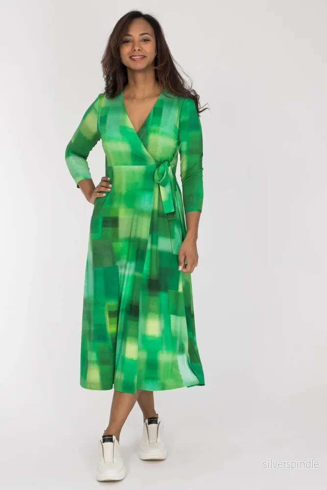 Loose fit midi wrap jersey dress - Green - Bild 2