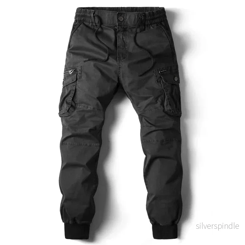 Urban Style | Cargo Joggingbyxor för Män med Elastiska Muddar | Praktiska Fickor för Vardagsbruk