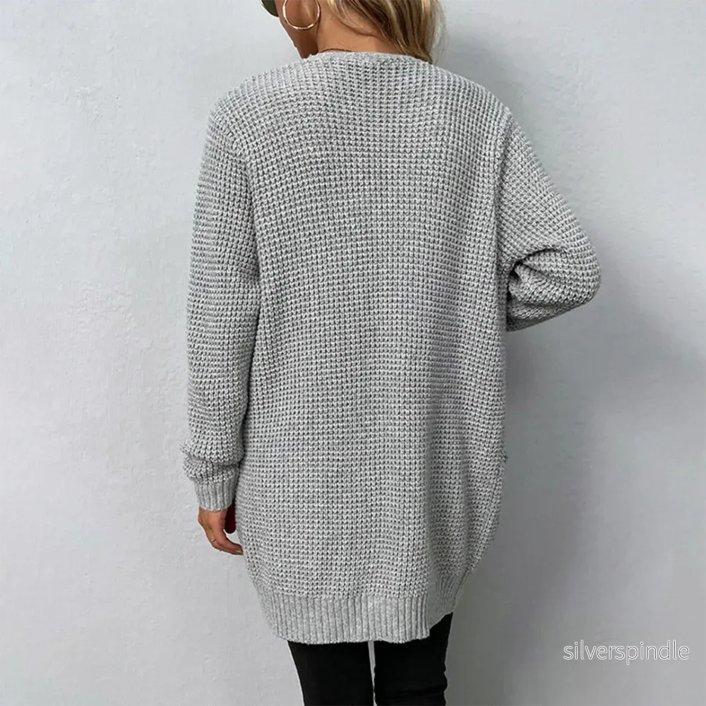 Elegant Svart Kofta för Kvinnor med Öppen Front och Fickor | Tidlös Design för Komfort - Bild 2