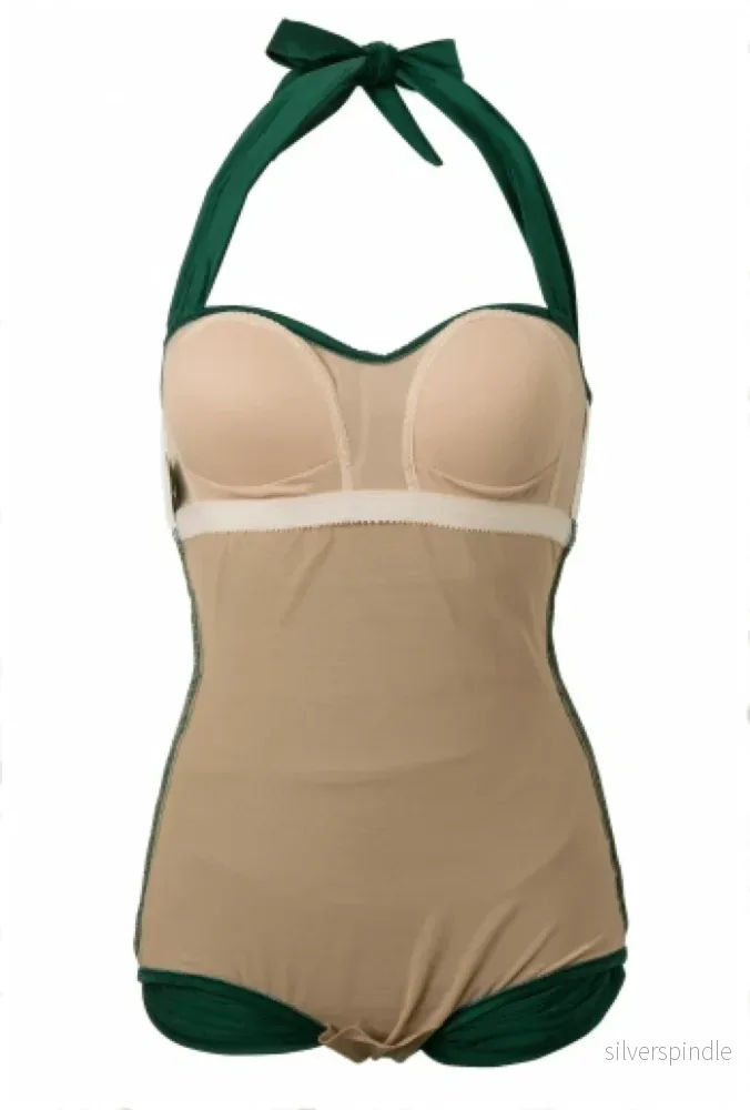 1950-tals baddräkt - marinblått med prickar - Bild 2