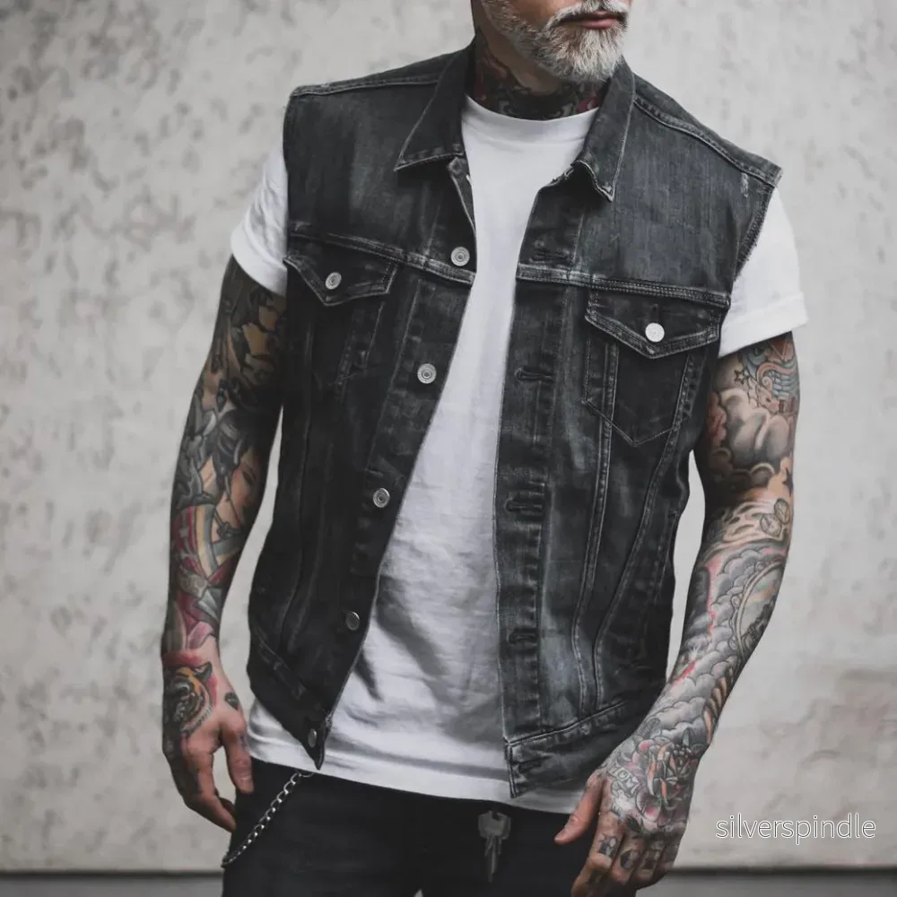Ethan | Mångsidig Ärmlös Denimjacka med Nedfällbar Krage Ethan | Mångsidig Ärmlös Denimjacka med Nedfällbar Krage