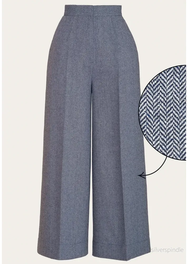 The Palazzo Perfection Pants - Midnight & ivory wool tweed - Bild 2