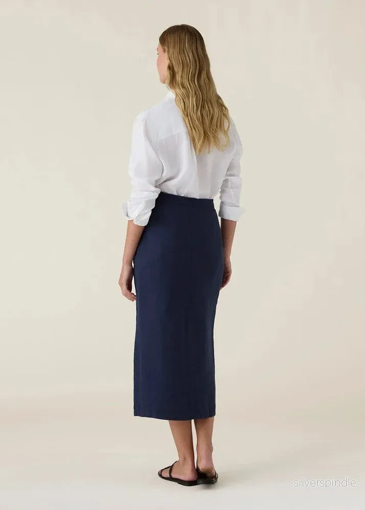 Lexington Midi Linen Skirt Navy - Bild 2
