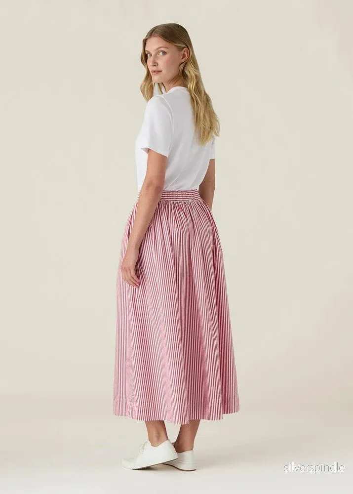 Lexington Org Cotton Poplin Skirt Red/white strip Lexington Org Cotton Poplin Skirt Red/white strip