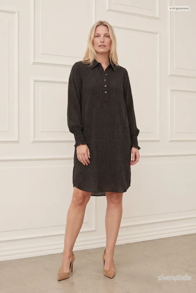 Asta Smock Dress – Graphic Khaki Strokes